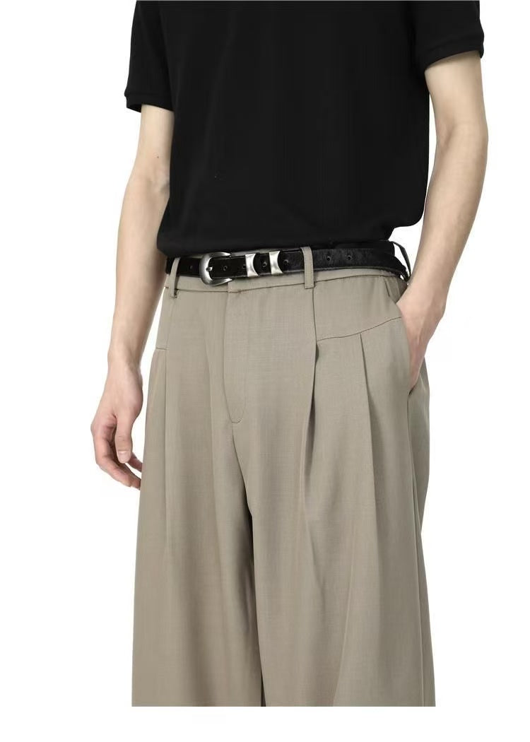 Summer Sophisticated Draping 3D Old Money Style Loose Versatile Suit Trousers