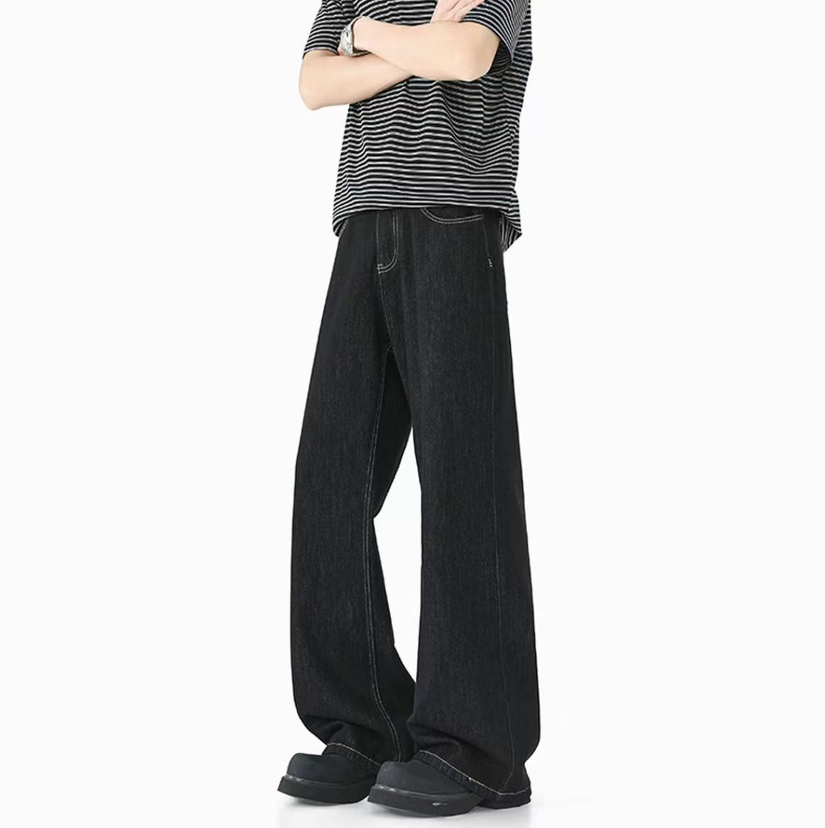 美式丹寧原牛2021M版男士寬鬆直筒牛仔長褲