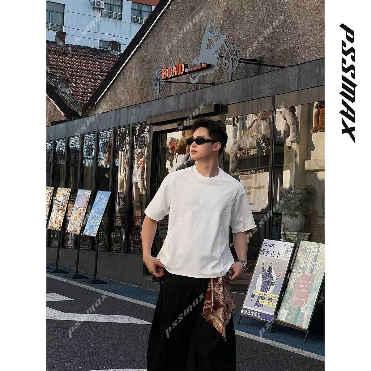 [Shujixian] Men's Versatile Structured Casual Short-Sleeved T-Shirt for Plus-Size Men