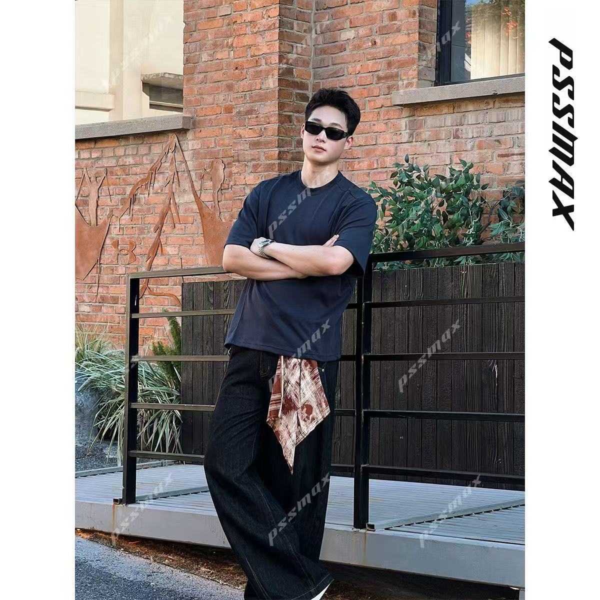 [Shujixian] Men's Versatile Structured Casual Short-Sleeved T-Shirt for Plus-Size Men