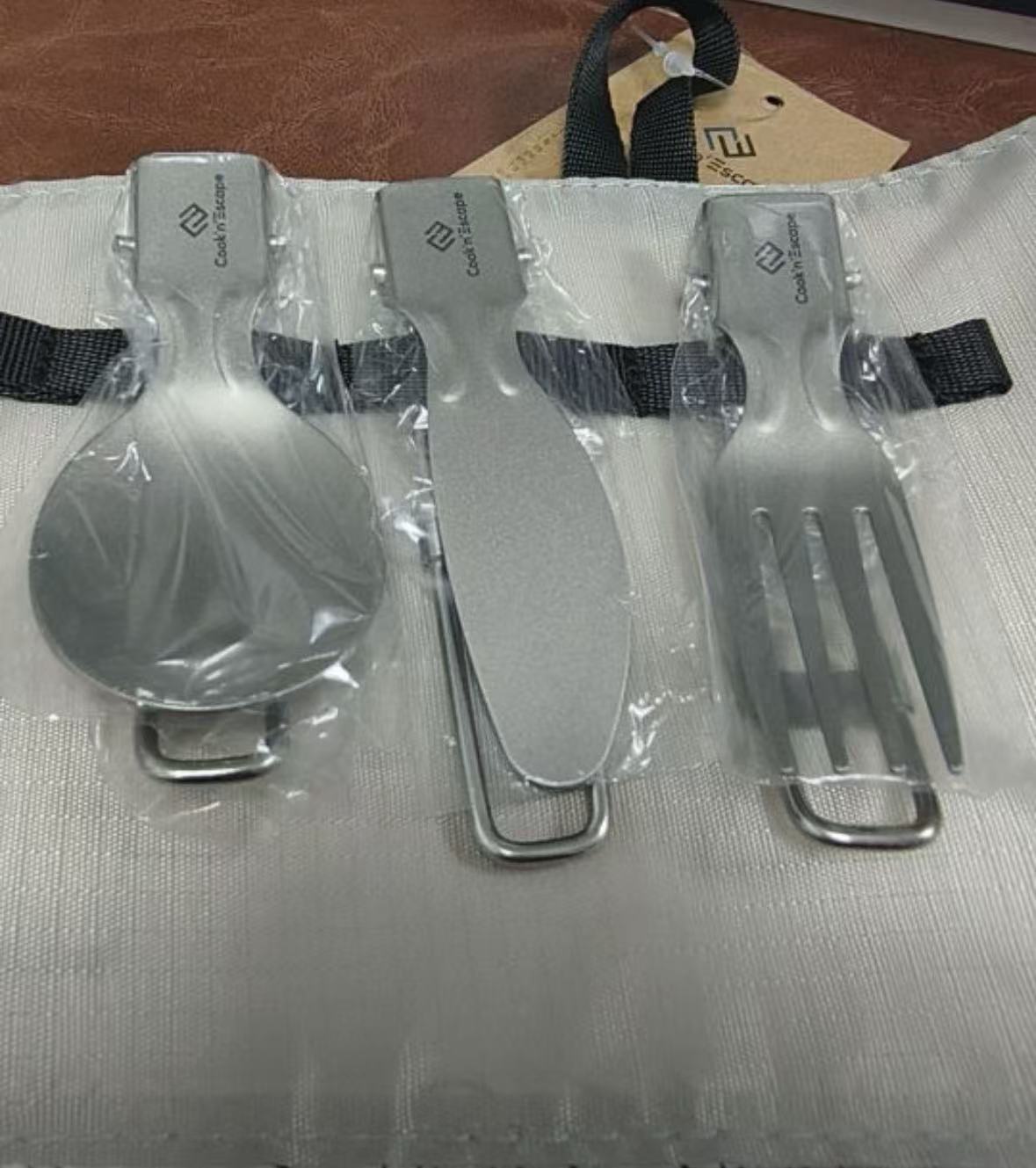 戶外純鈦輕便折疊餐具四件套
