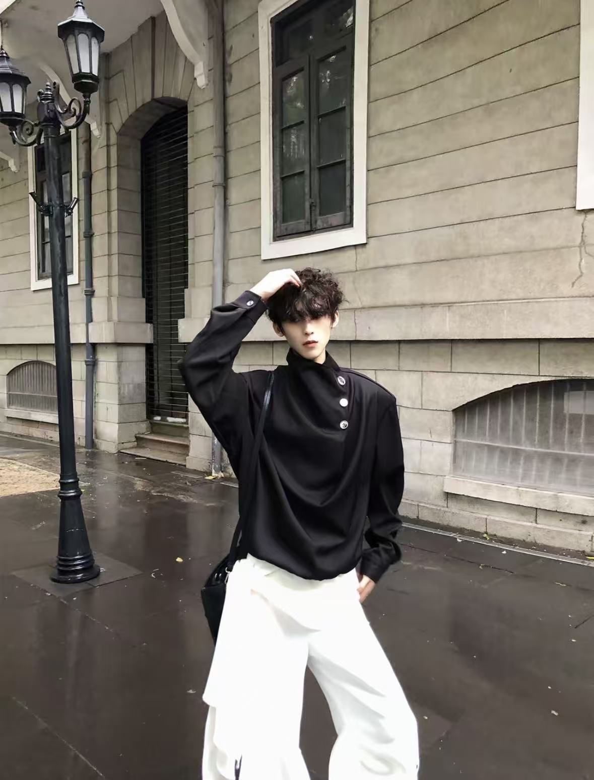 Original Niche Irregular Multi-Button Scarf-Collar Shirt (Yuta Okkotsu Cosplay)