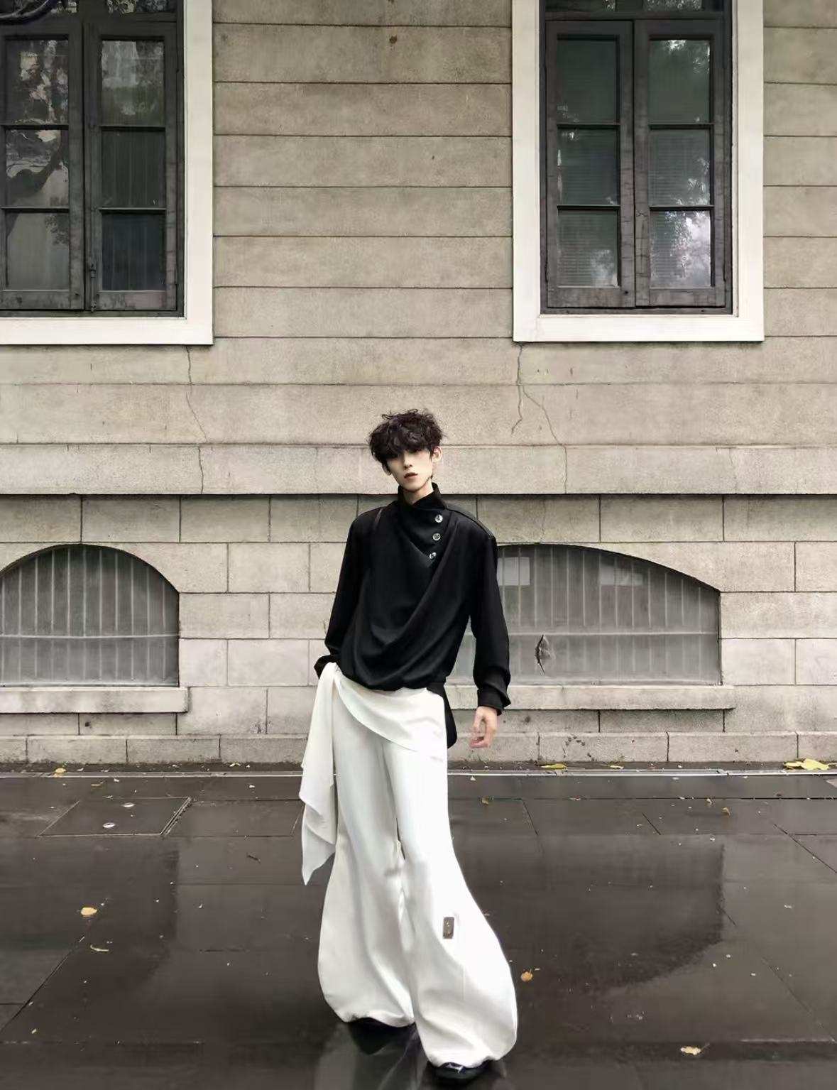 Original Niche Irregular Multi-Button Scarf-Collar Shirt (Yuta Okkotsu Cosplay)