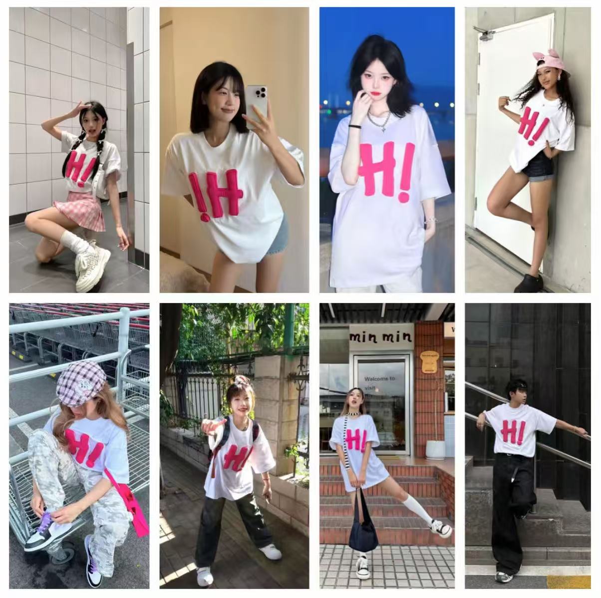 3D H! Cotton-padded short-sleeved T-shirt