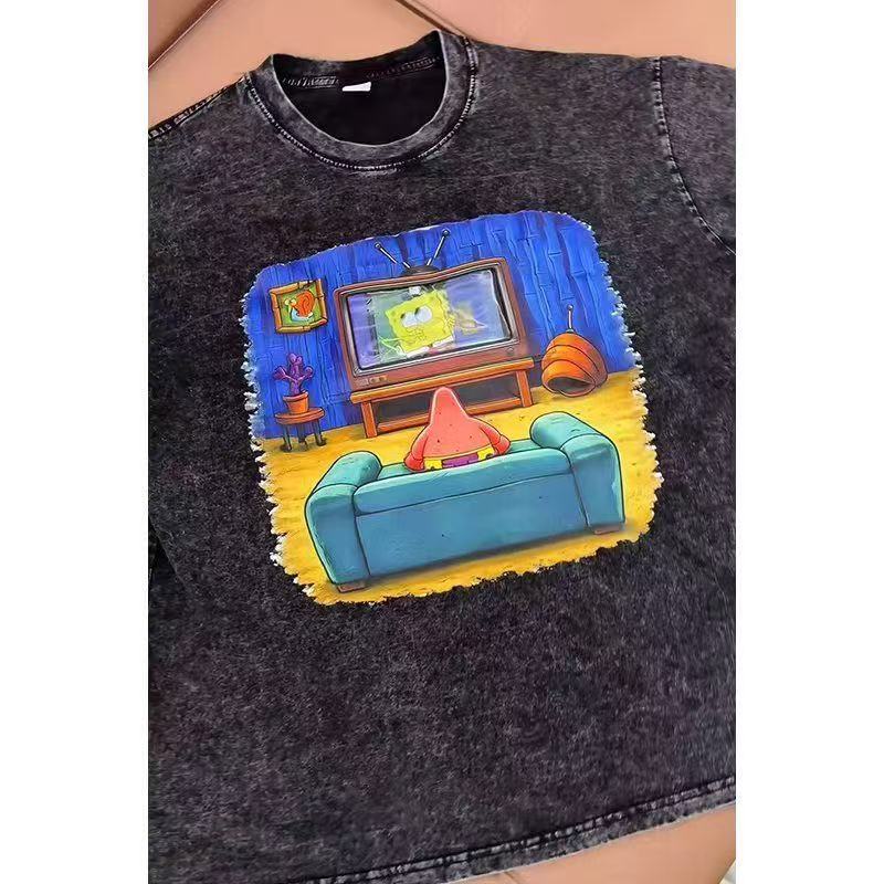 Patrick Star Animated TV Graphic Cotton Short Sleeve T-Shirt