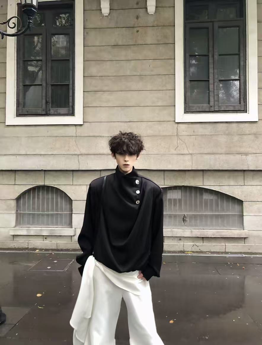 Original Niche Irregular Multi-Button Scarf-Collar Shirt (Yuta Okkotsu Cosplay)