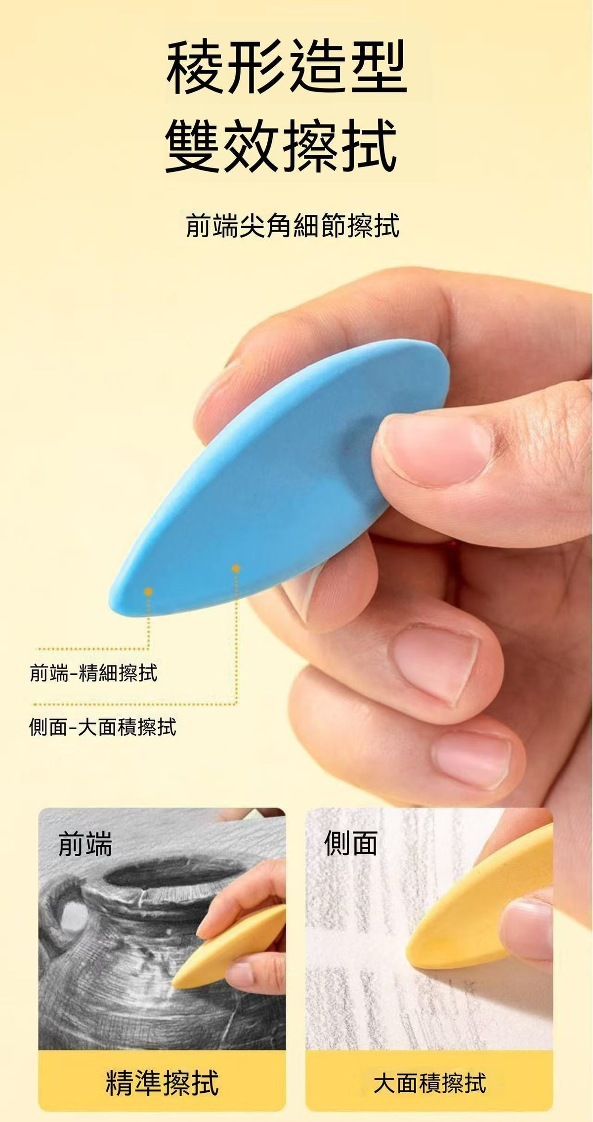 Back to School Essential! Flake-Free, Ultra Clean Triangular Eraser for Students