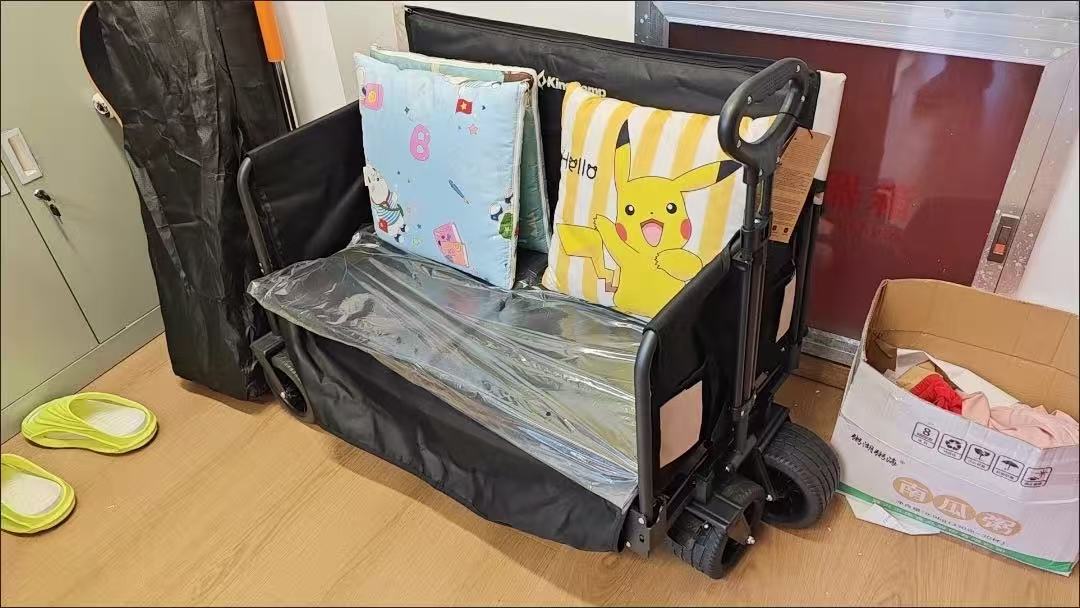 Outdoor camping cart foldable outdoor camping trolley movable seat