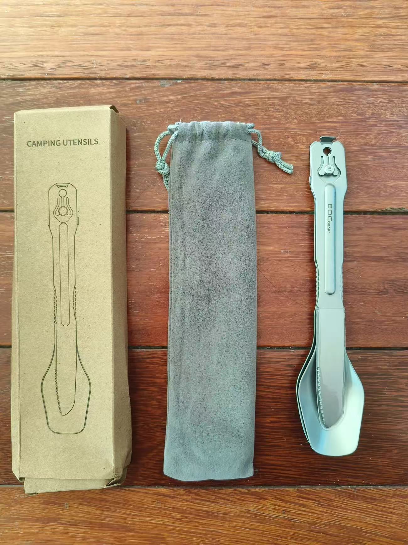 Titanium Alloy Detachable Camping Cutlery Set (3-piece)