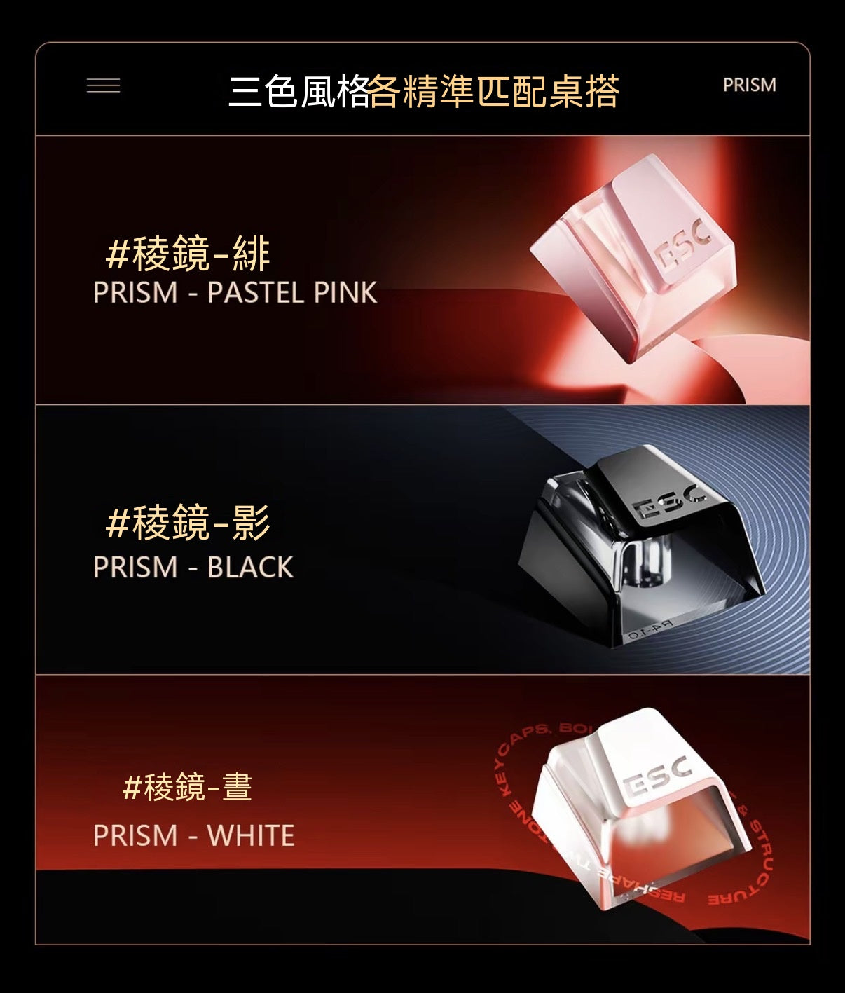 GXD×XVX×TITANNATION Three-Way Co-Branded Translucent Prism Keycaps