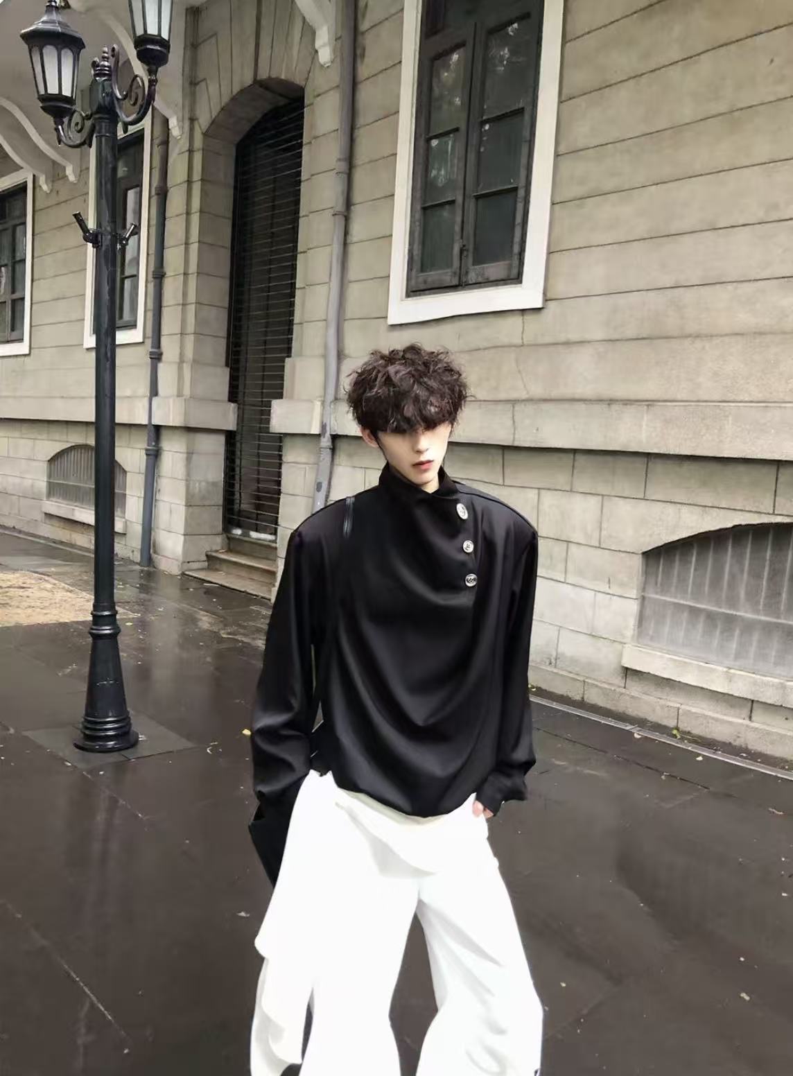 Original Niche Irregular Multi-Button Scarf-Collar Shirt (Yuta Okkotsu Cosplay)