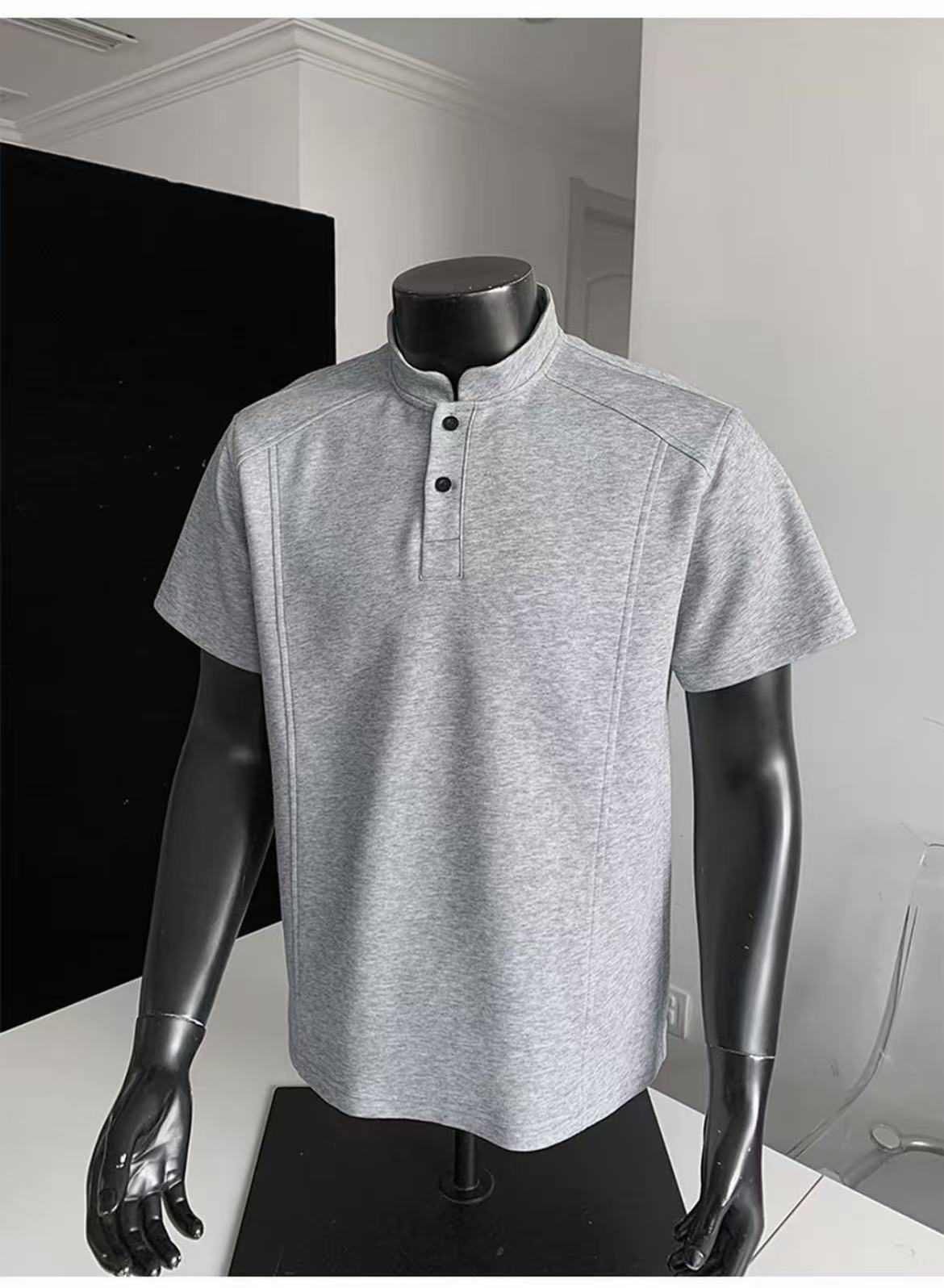 Henry Panel Shoulder Heavyweight Loose Fit Short Sleeve T-Shirt
