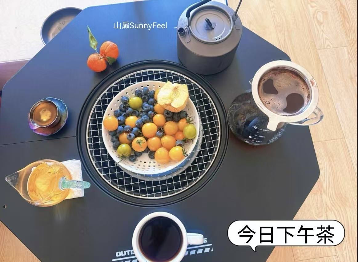 Outdoor Campfire Tea and BBQ Tactical Octagonal Table