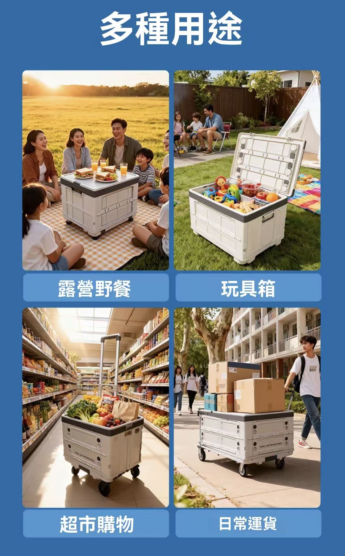 自由系列折疊精緻時尚戶外收納箱（可疊加款）