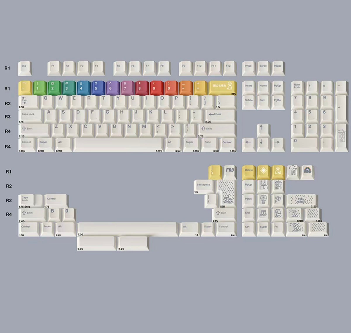 PBT Keycaps Rain After Theme Dye-Sublimated Keycaps