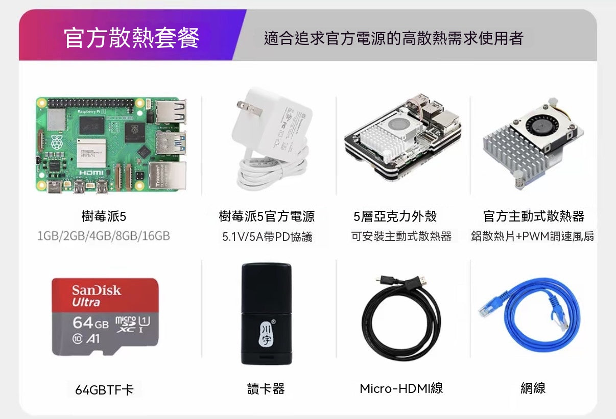 Raspberry Pi 5 開發板全系列套裝