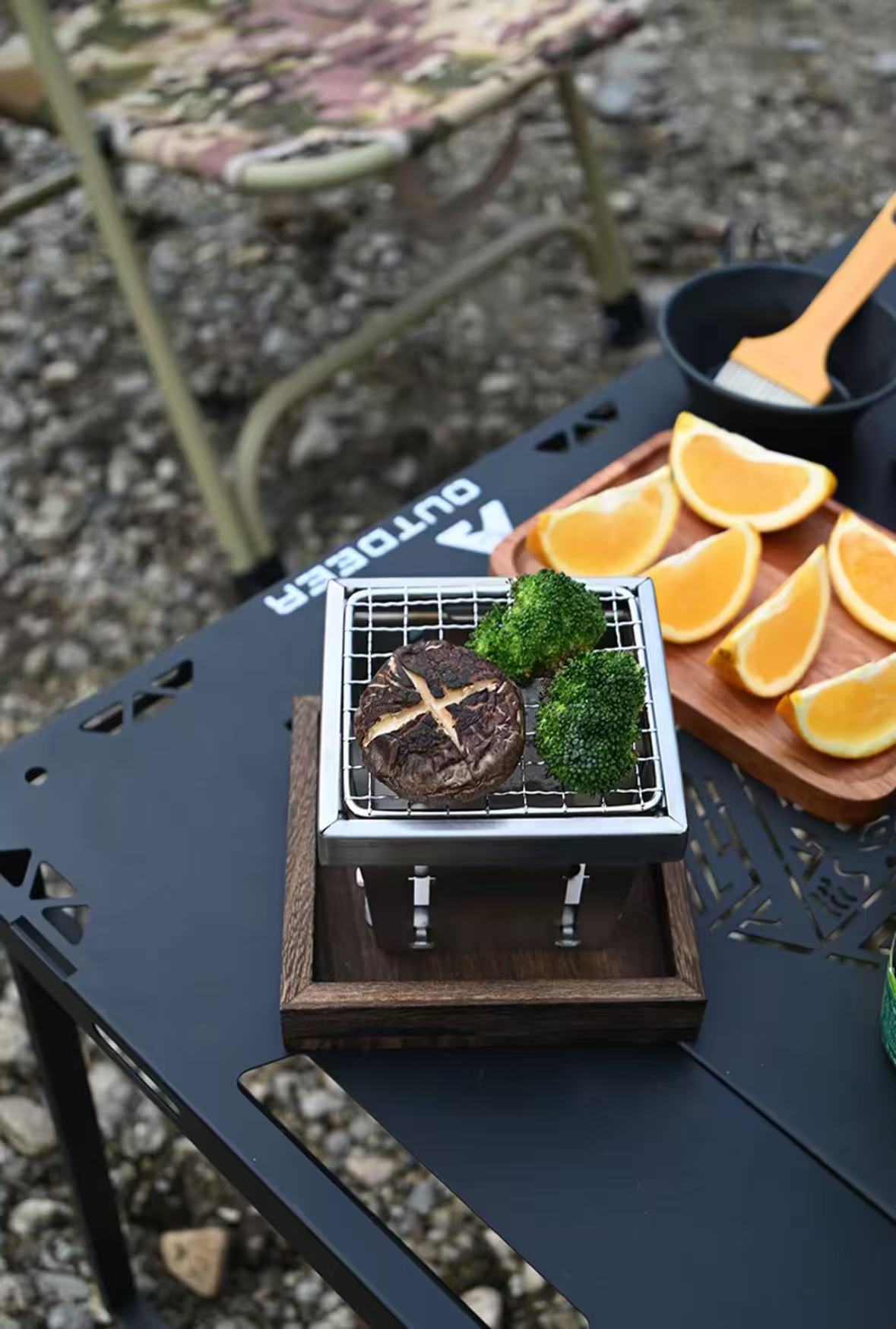 Outdoor Camping Stainless Steel Barbecue Pocket Stove Portable Folding