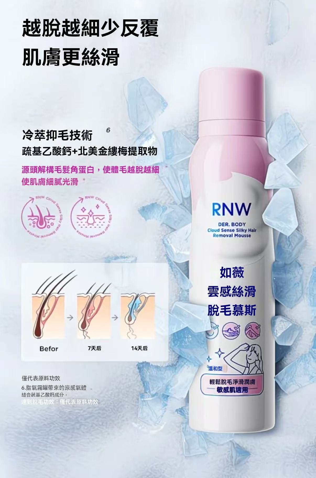 Cloud-like silky hair removal mousse