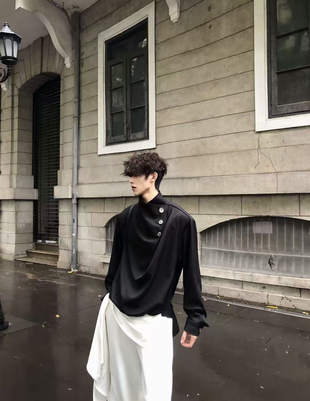 Original Niche Irregular Multi-Button Scarf-Collar Shirt (Yuta Okkotsu Cosplay)