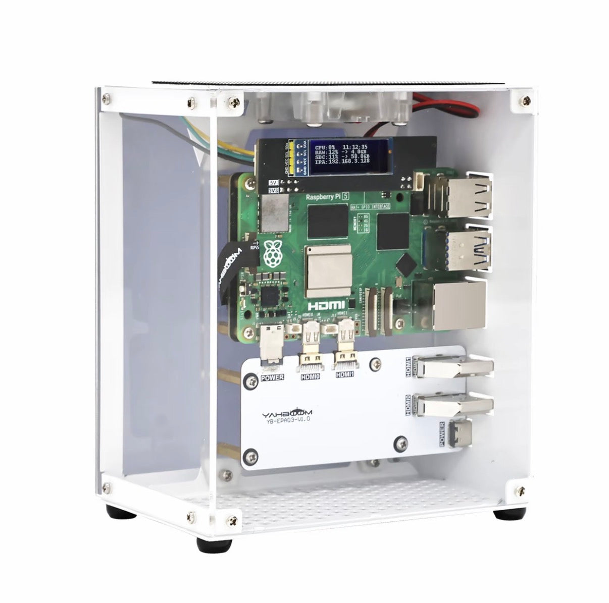 Raspberry Pi 5 Open-Frame Case | Development Board Protective Enclosure (Non-Aluminum Metal Host)