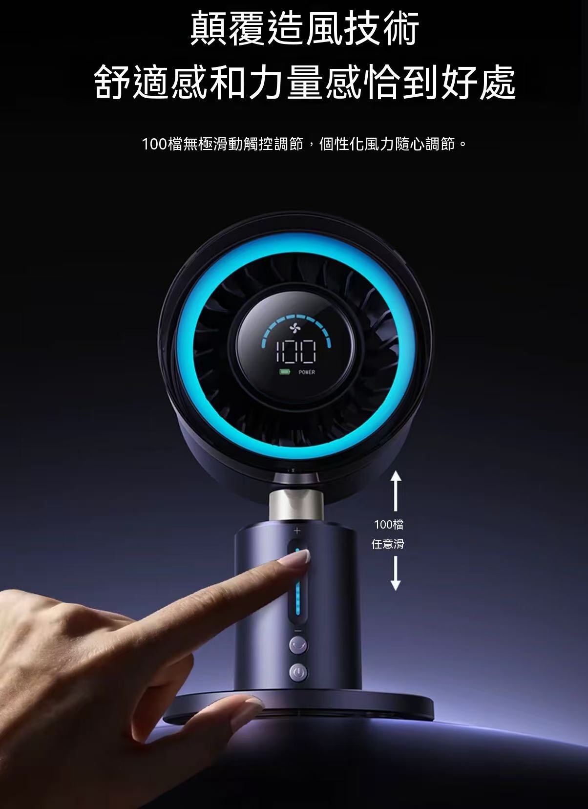 Multifunctional High-Speed Portable Cooling USB Charging Oscillating Desk Fan with LED Ambient Light and Circulating Air (Aurora Fan Generation 1)