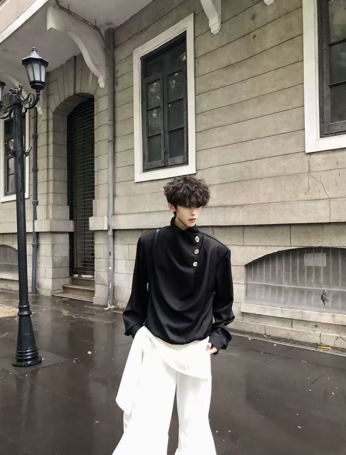 Original Niche Irregular Multi-Button Scarf-Collar Shirt (Yuta Okkotsu Cosplay)