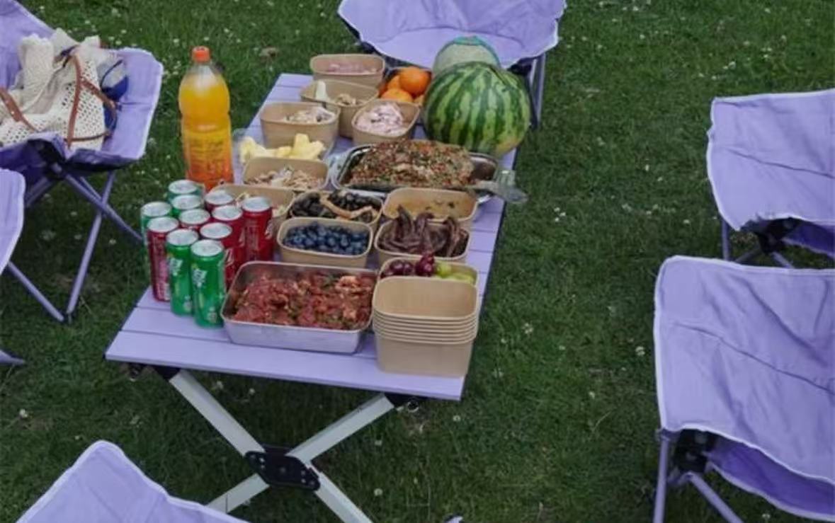 Outdoor Camping Portable Roll-Up Table and Chair Folding Full Set Equipment