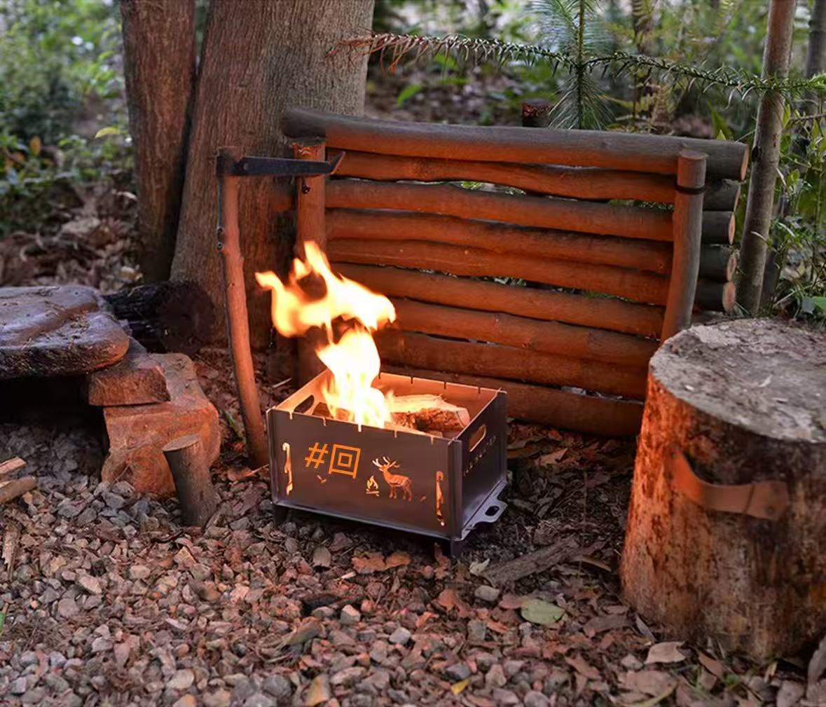 Thickened Stainless Steel Barbecue Stove Deer Hollow Foldable Fire Pit