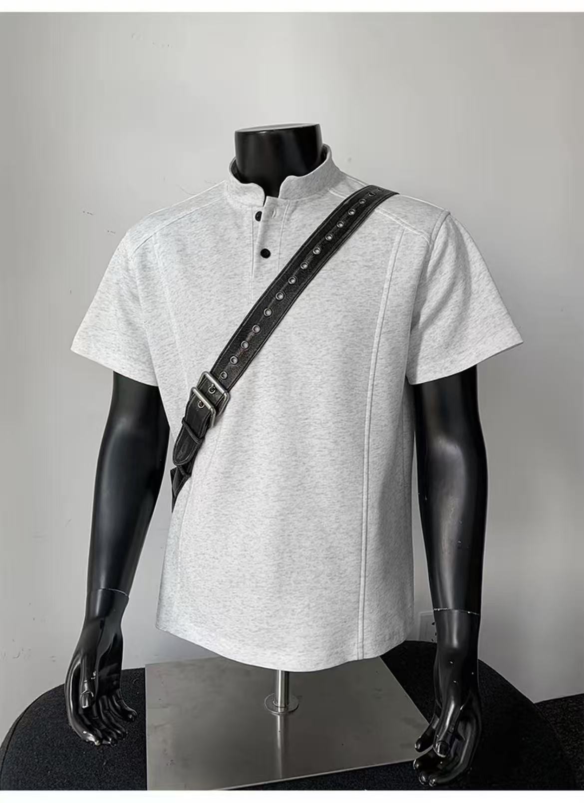 Henry Panel Shoulder Heavyweight Loose Fit Short Sleeve T-Shirt