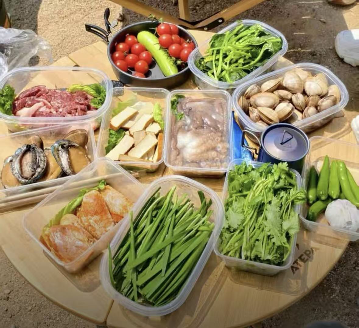 戶外露營顏值超高的可折疊扇形圓桌