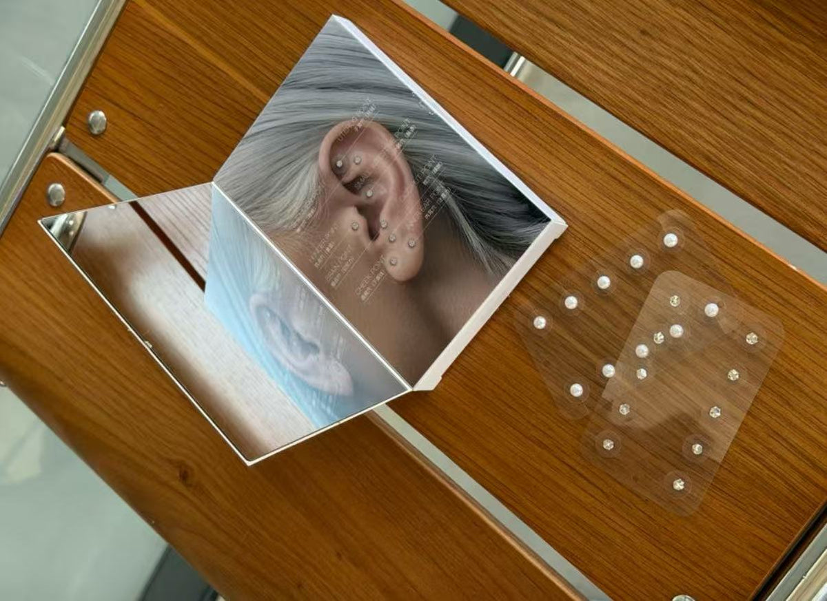 MISSPINK Non-Pierced Ear Stickers with Ear Acupoint, Punch-Free 3D Face Contouring Fashion Health Acupressure Ear Stickers