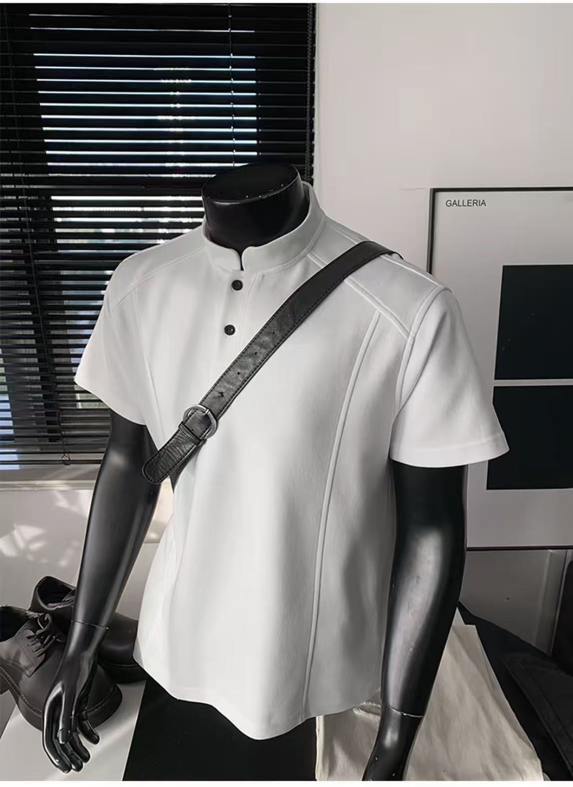 Henry Panel Shoulder Heavyweight Loose Fit Short Sleeve T-Shirt