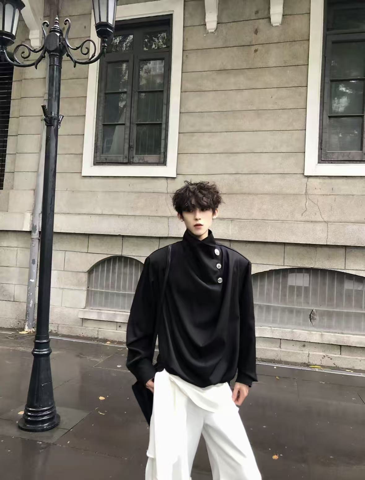 Original Niche Irregular Multi-Button Scarf-Collar Shirt (Yuta Okkotsu Cosplay)