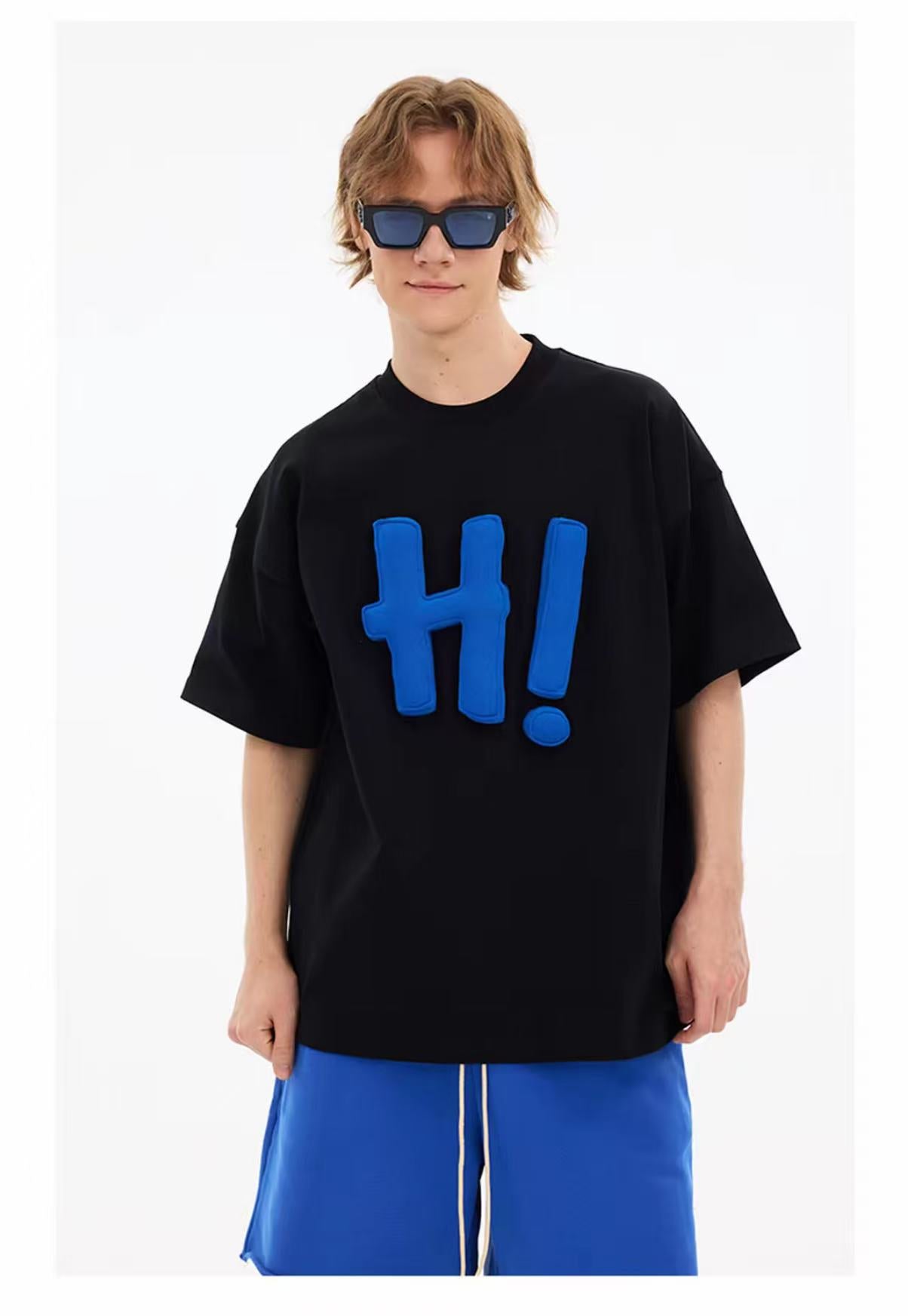 3D H! Cotton-padded short-sleeved T-shirt