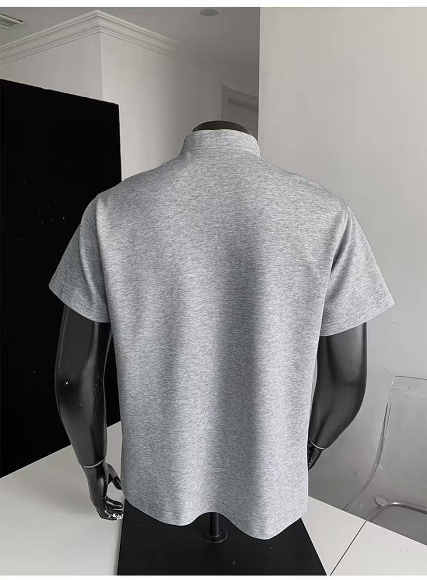 Henry Panel Shoulder Heavyweight Loose Fit Short Sleeve T-Shirt