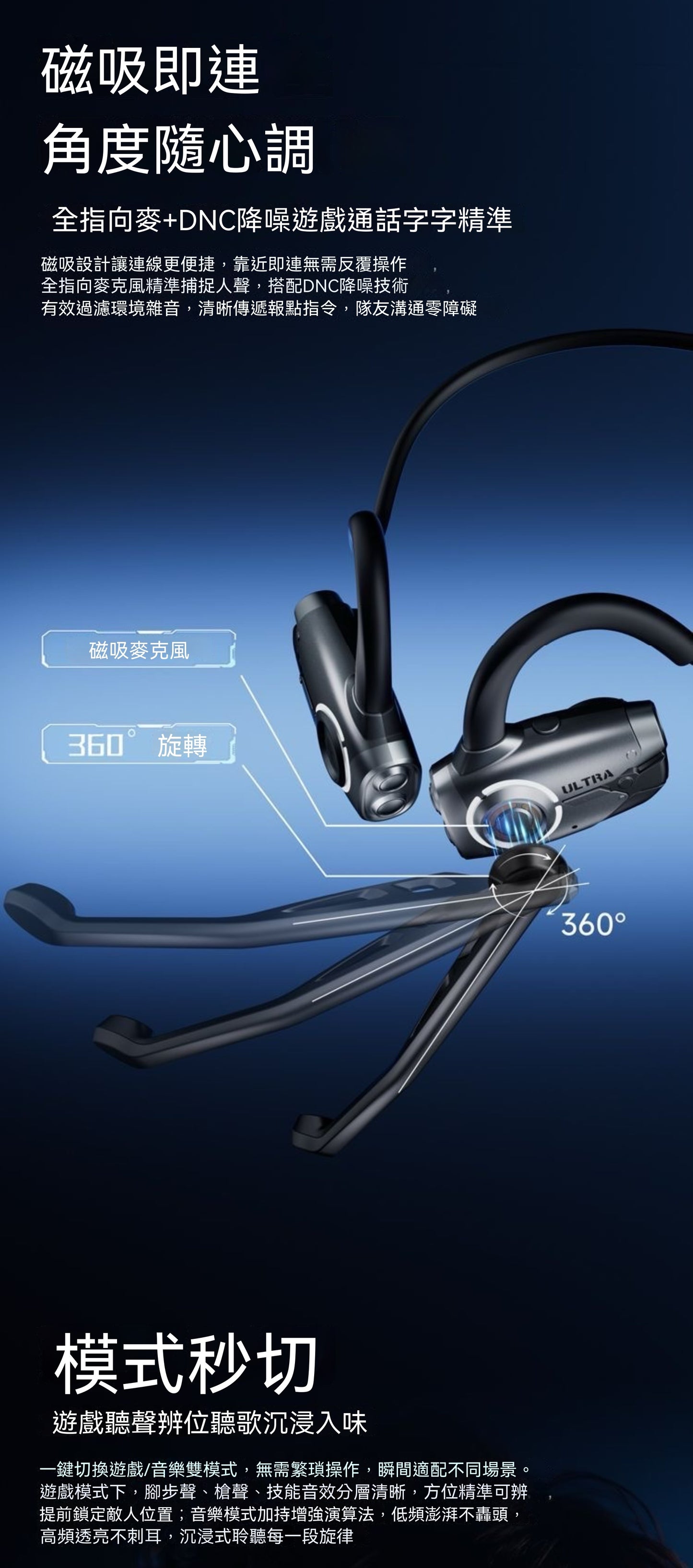 Extreme Realm Ultra Wireless Open-Ear Gaming Headset