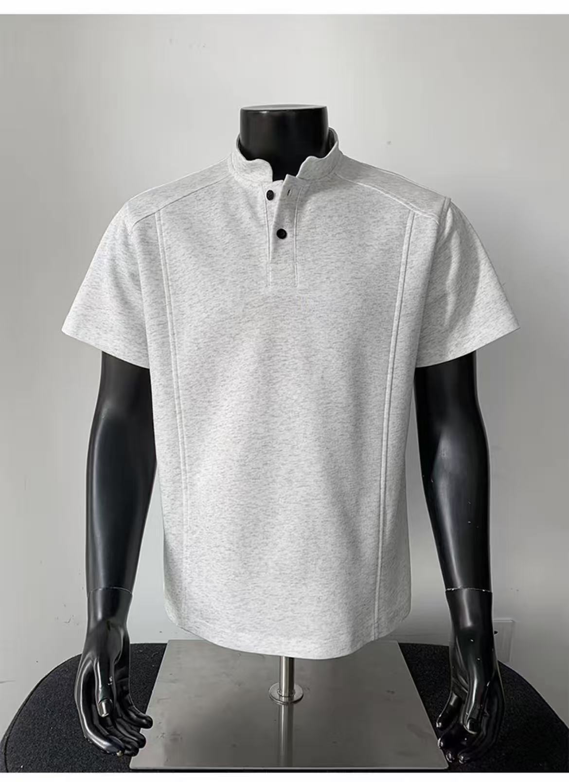 Henry Panel Shoulder Heavyweight Loose Fit Short Sleeve T-Shirt