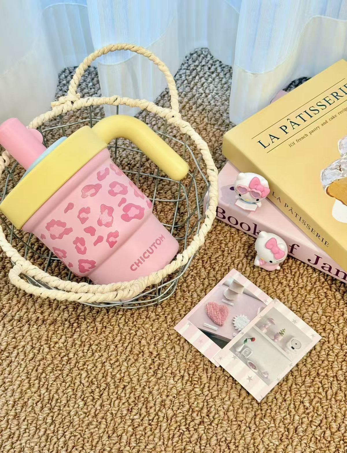 Leopard Print Straw Tumbler - Insulated Milk Tea Cup