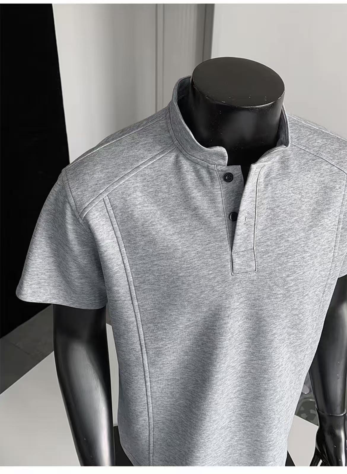Henry Panel Shoulder Heavyweight Loose Fit Short Sleeve T-Shirt