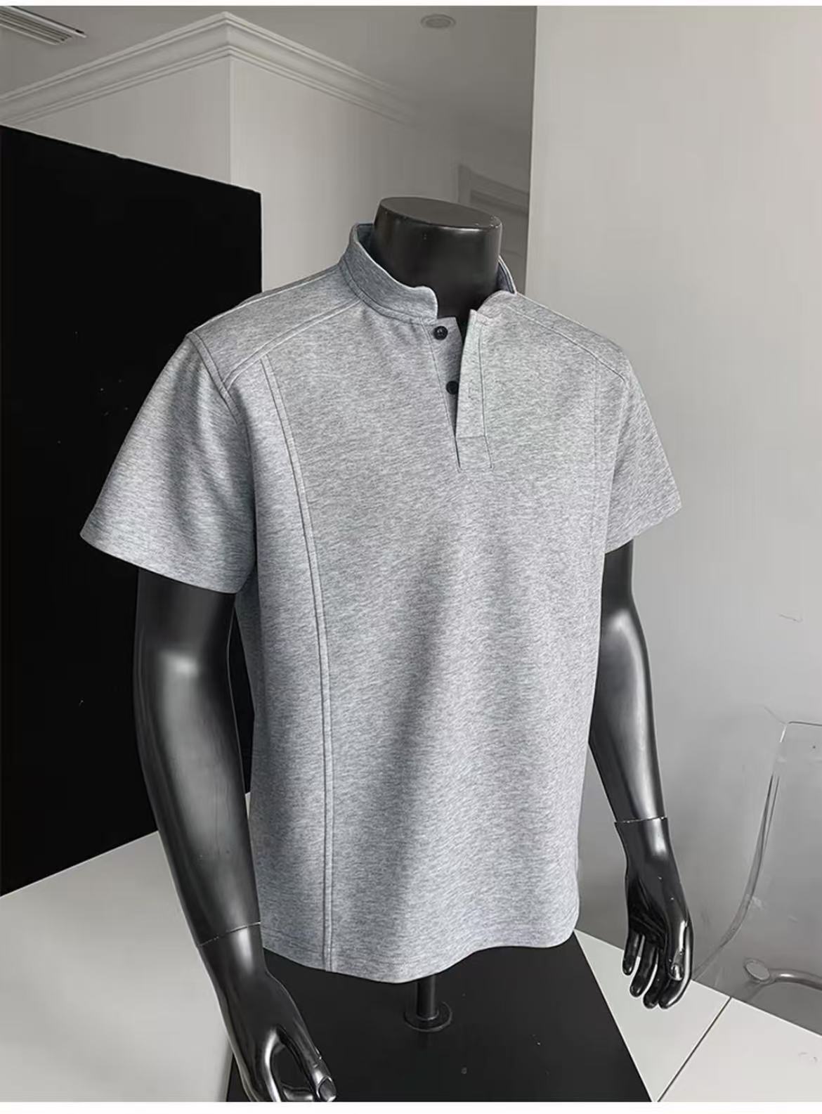 Henry Panel Shoulder Heavyweight Loose Fit Short Sleeve T-Shirt