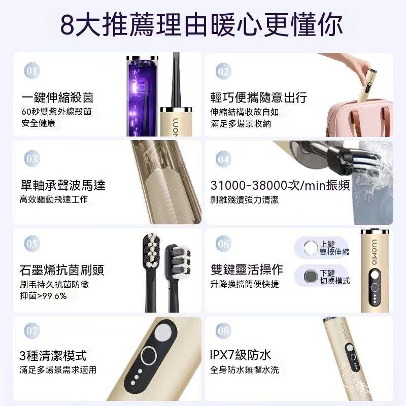 首創一鍵伸縮殺菌電動牙刷