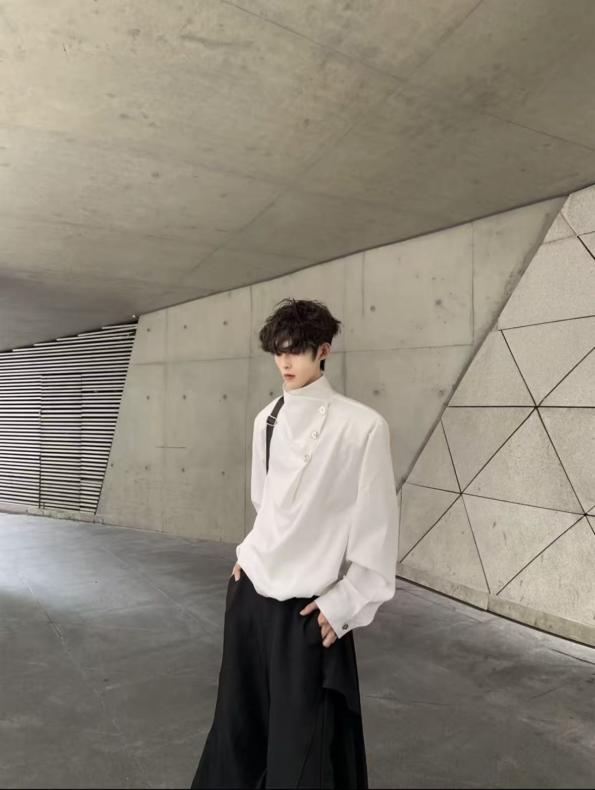 Original Niche Irregular Multi-Button Scarf-Collar Shirt (Yuta Okkotsu Cosplay)