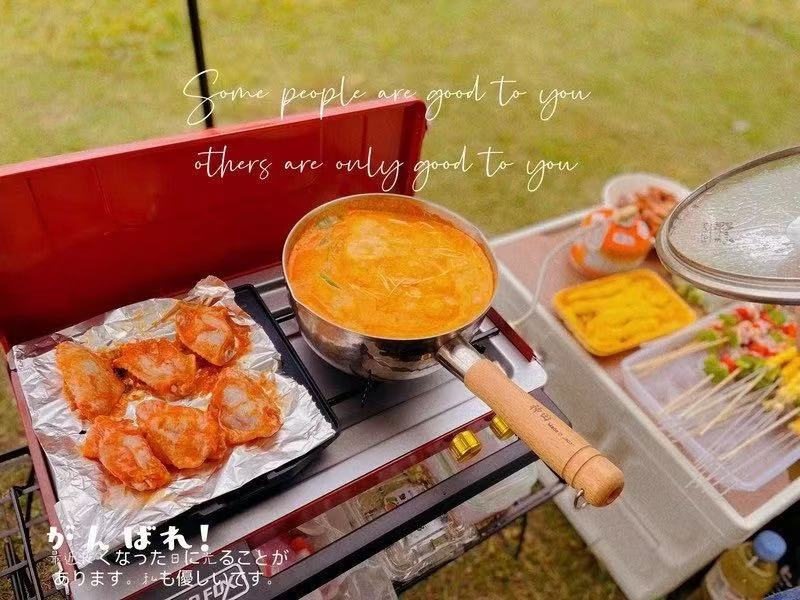 Outdoor gas double-burner stove cassette stove barbecue portable