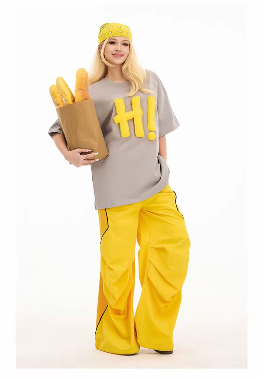 3D H! Cotton-padded short-sleeved T-shirt
