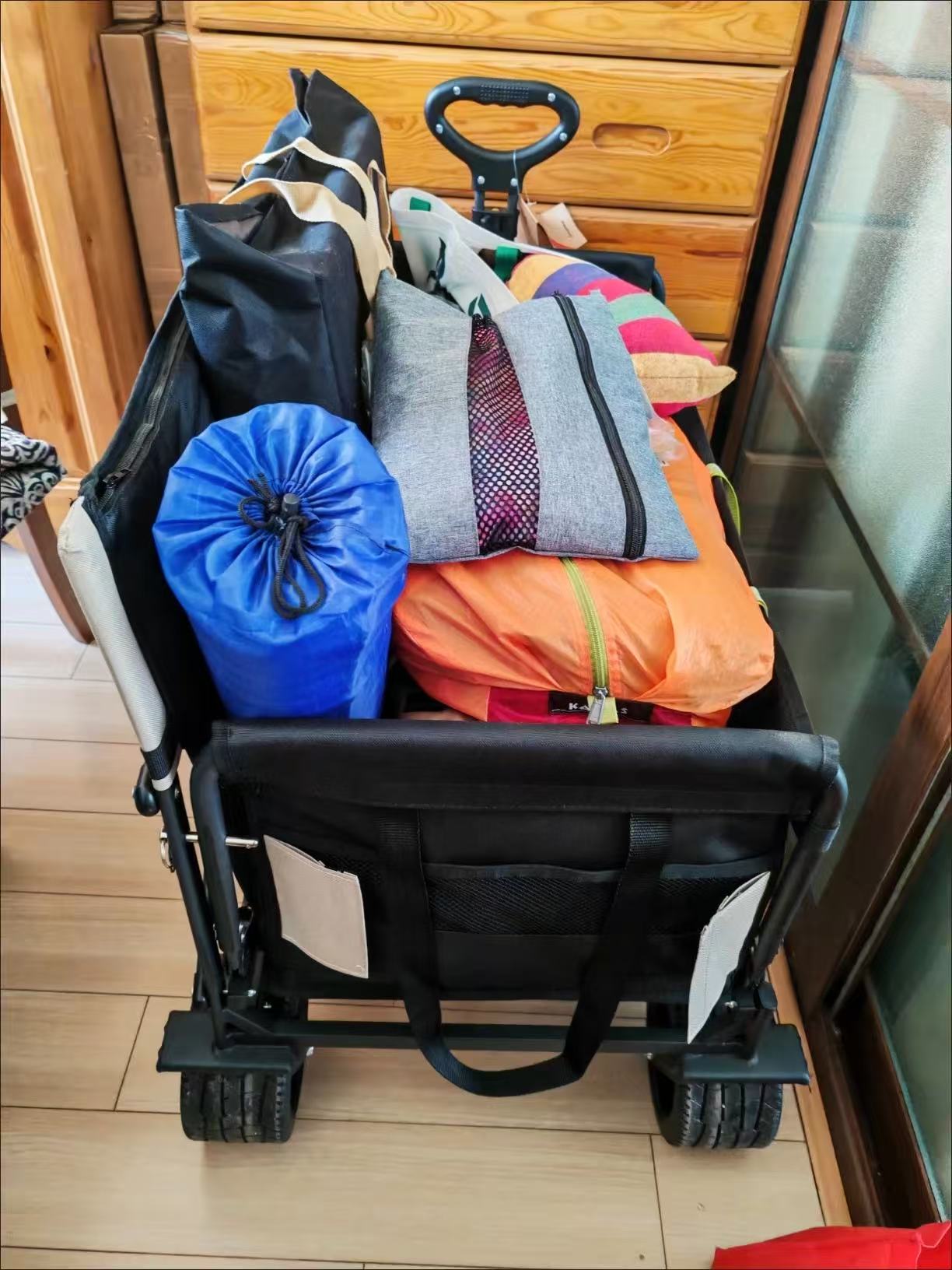 Outdoor camping cart foldable outdoor camping trolley movable seat