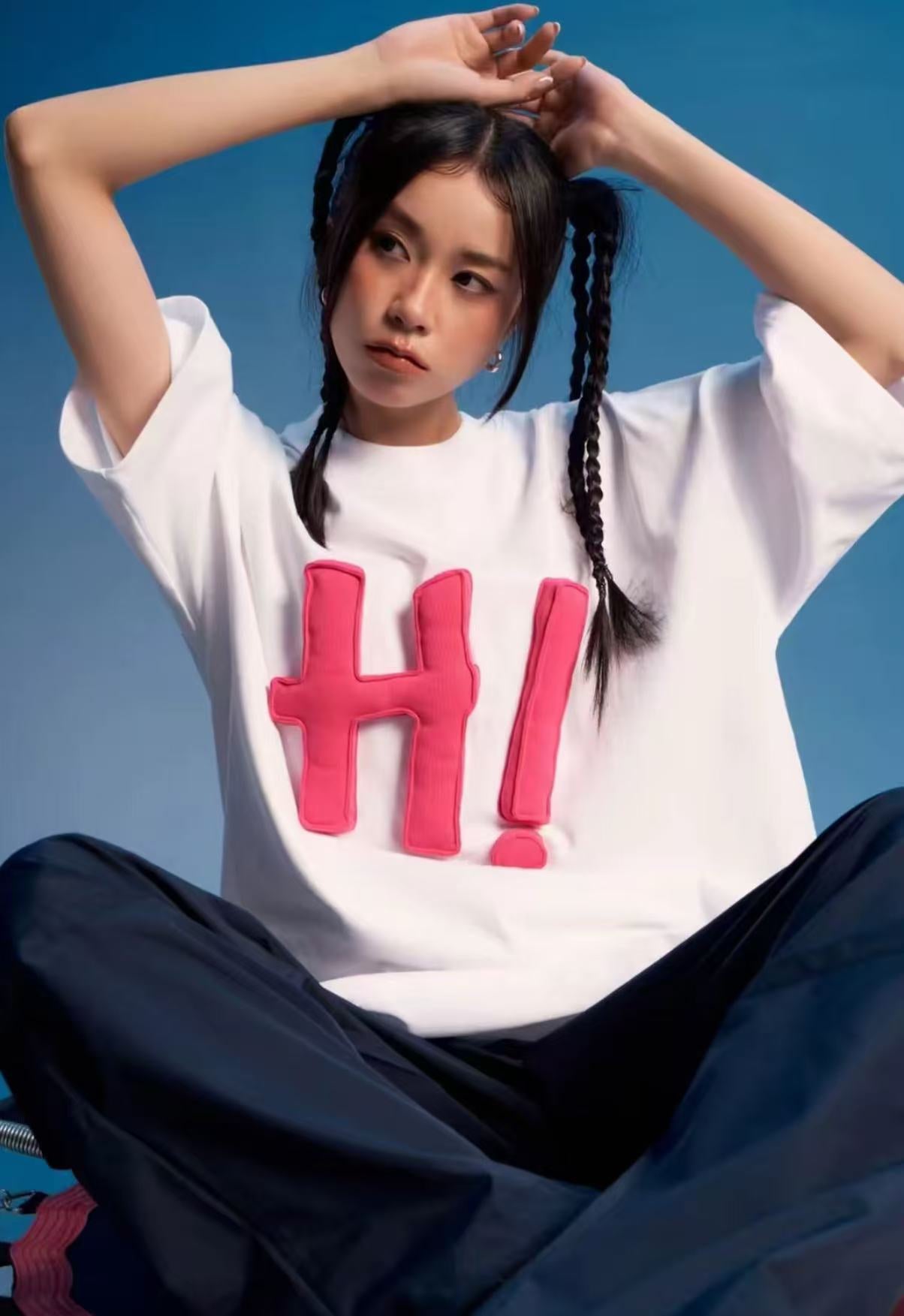 3D H! Cotton-padded short-sleeved T-shirt