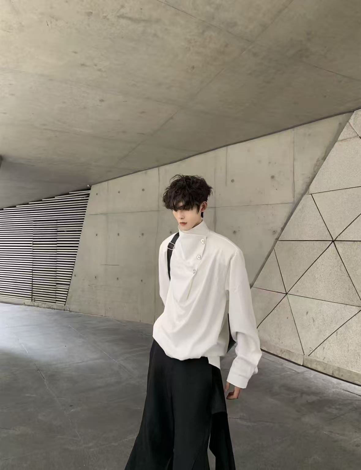 Original Niche Irregular Multi-Button Scarf-Collar Shirt (Yuta Okkotsu Cosplay)