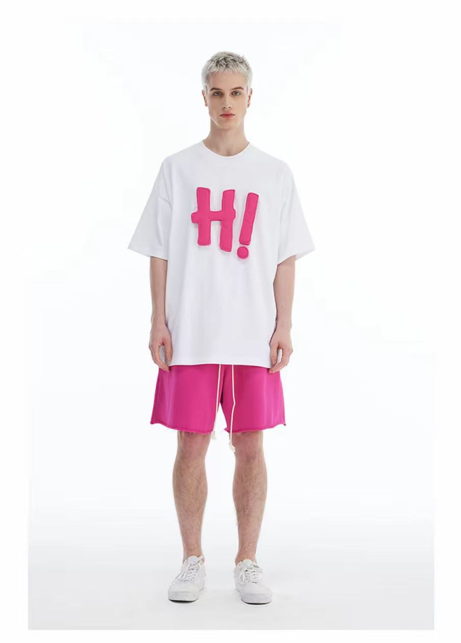 3D H! Cotton-padded short-sleeved T-shirt