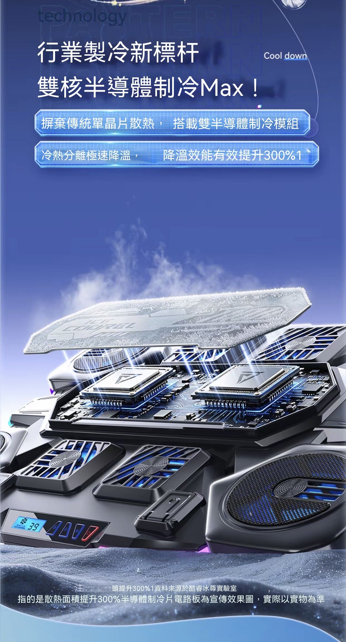 Dual-core semiconductor cooling laptop cooler