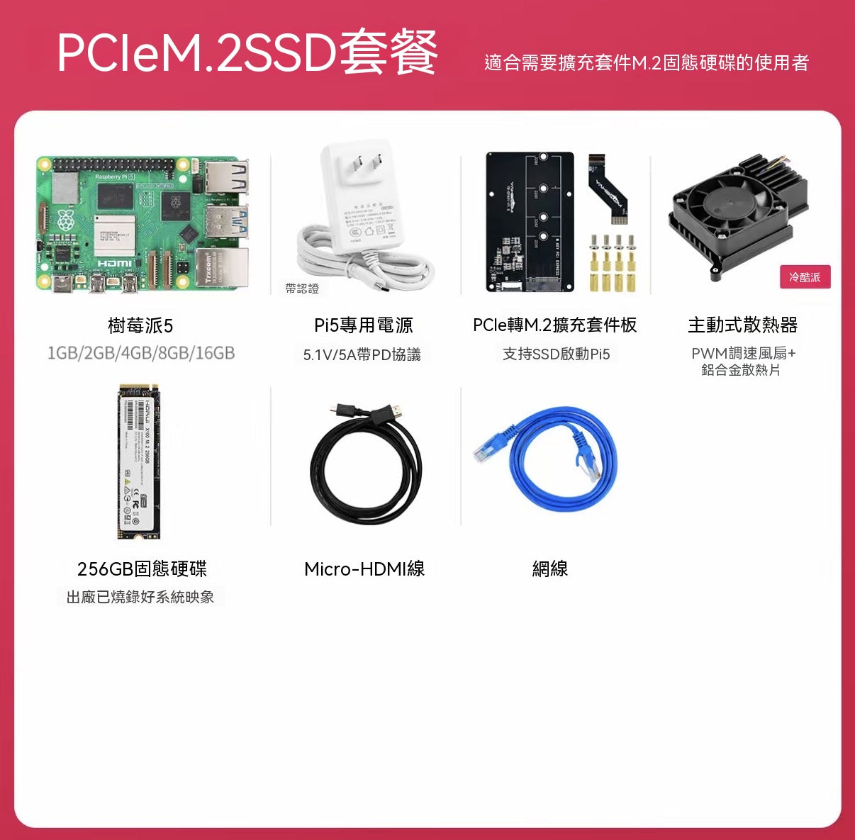 Raspberry Pi 5 開發板全系列套裝